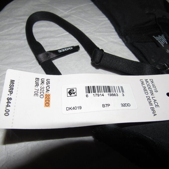 NWT DKNY Modern Lace Unlined Demi Bra 32DD Black Sheer Mesh Underwire - Picture 4 of 8